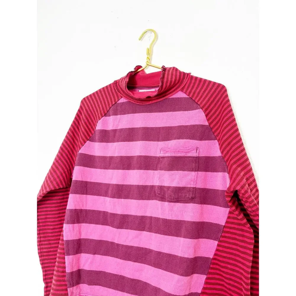 Free People We The Free Punk Playful Tee Size Medium Pink Red Stripes Emo